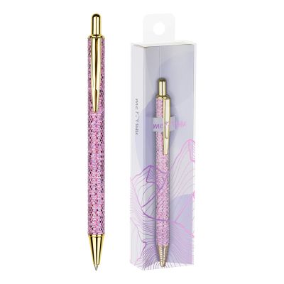 Ручка шариковая автоматическая MESHU «Pink shimmer» синяя, 1,0мм(7881)