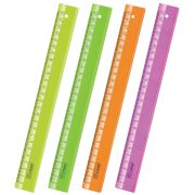 Линейка пластиковая 25 см, «Neon Crystal», прозрачная, неоновая, ассорти, ЛН22, 210487