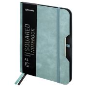 Блокнот А5, BRAUBERG «NOTE», под кожу софт-тач, с резинкой, 80 л., клетка, светло-серый, 113441