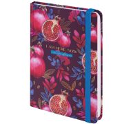 Ежедневник недатированный с резинкой А5, BRAUBERG, твердый, фольга, 128 л., «Pomegranate», 114562