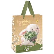 Пакет подарочный 18*23*10см MESHU «Happiness to you», отд. фольгой, крафт (7084)