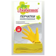 Перчатки латексные ЛЮБАША ЭКОНОМ, МНОГОРАЗОВЫЕ, х/б напыление, размер M, 603784