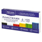 Пластилин классический BRAUBERG «АКАДЕМИЯ КЛАССИЧЕСКАЯ», 6 цветов, 120 г, СТЕК, 106440