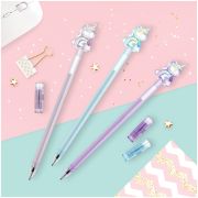 Ручка шариковая MESHU «Unicorn» синяя, 0,7мм, перламутр, софт-тач, ассорти, с топпером (8389)