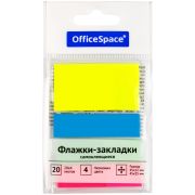 Флажки-закладки OfficeSpace, 45*12мм* 3цв.,+ 45*25мм* 1цв., по 20л., неоновые цвета (6071)