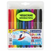 Фломастеры 12 ЦВЕТОВ CENTROPEN «Colour World», круглые, смываемые, 151167 (3755)