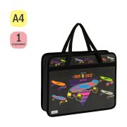 Папка с ручками А4 ArtSpace «Born to skate», пластик, на молнии, 80мм (8568)