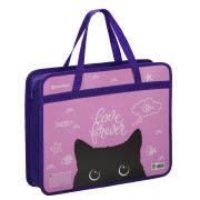Папка на молнии с ручками BRAUBERG А4, 1 отделение, пластик, 80 мм, Black Cat, 270122