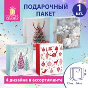 Пакет подарочный новогодний 26x13x32 см, «Collection Large», ассорти, ЗОЛОТАЯ СКАЗКА, 591953