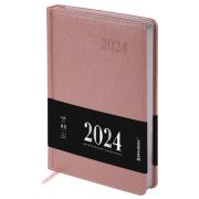 Ежедневник датированный 2024 А5, BRAUBERG «Impression», под кожу, розовый, 115006