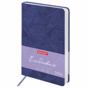 Ежедневник датированный 2024 А5, BRAUBERG «Foliage», под кожу, сиреневый, 114924
