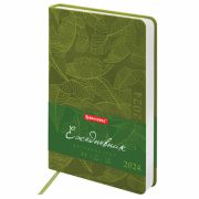 Ежедневник датированный 2024 А5, BRAUBERG «Foliage», под кожу, зеленый, 114923