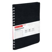 Тетрадь А5, BRAUBERG «Office PRO», гибкая, под кожу, гребень, 80 л., черная, 111046