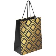 Пакет подарочный 18x10x23 см, ЗОЛОТАЯ СКАЗКА «Gold Luxury», тиснение фольгой, чёрный, 608248