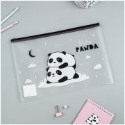 Папка-конверт на zip-молнии MeShu «Hello Panda», А4, 150мкм, прозрачная с рисунком(8235)