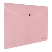 Папка-конверт с кнопкой BRAUBERG «Pastel» А4 до 100 л непрозрачная цвет персиковый 0,18мм, 270476
