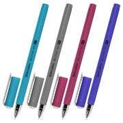 Ручка шариковая BRAUBERG SOFT TOUCH STICK «METALLIC», СИНЯЯ, мягкое покрытие, ассорти, 0,7мм,143699