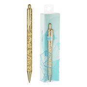 Ручка шариковая автоматическая MESHU «Gold shimmer» синяя, 1,0мм (7904)