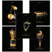 Тетрадь А5 48л. BRAUBERG скоба, клетка, матовая ламинация, фольга, Black&Gold(микс в спайке), 404370