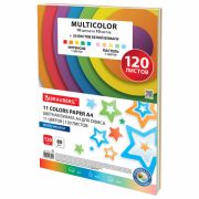 Бумага цветная 11 цветов BRAUBERG MULTICOLOR, А4, 80 г/м2, 120 л. (10 цветов x 10 листов + 20 белых