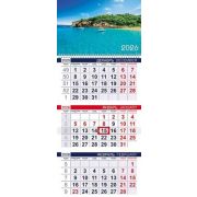 Календарь кварт. 2026г. ХАТ Эконом «Голубая лагуна» 34253 3-х бл.,1гр.,80г/м2,бег.,29,8*69см (3578)