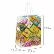 Пакет подарочный 17,8x9,8x22,9 см, ЗОЛОТАЯ СКАЗКА