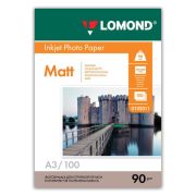 Фотобумага БОЛЬШОГО ФОРМАТА А3, 90 г/м2, 100 листов, односторонняя, матовая, LOMOND, 362219