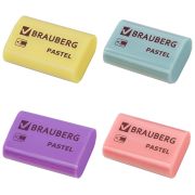 Ластик BRAUBERG «Pastel», 37х24х11мм, ассорти, ПВХ, 229582