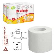 Бумага туалетная 2 сл./12 шт. LAIMA (12х18 м), белая, 128718