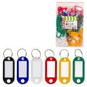 Бирка для ключей, длина 50 мм, инфо-окно 30х15 мм, АССОРТИ, STAFF, 237493