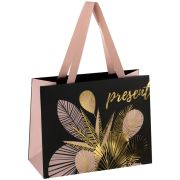 Пакет подарочный 23*18*10см MESHU «Golden leaves», отд. фольгой, матовая ламинация (1196)