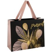 Пакет подарочный 32*26*12см MESHU «Golden leaves», отд. фольгой, матовая ламинация (1394)