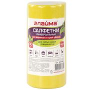 Салфетки ВИСКОЗНЫЕ универсальные STANDART, 18х25 см, В РУЛОНЕ 30 шт., 80 г/м2, желтые, LAIMA, 605493