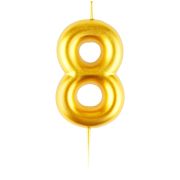 Свеча для торта с держателем MESHU «Цифра 8», 6см, золотая (1358)