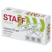 Скрепки большие 50 мм, STAFF, оцинкованные, 50 шт., РОССИЯ, 224800
