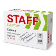 Скрепки STAFF «EVERYDAY», 28 мм, никелированные, 100 шт., 226758