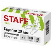 Скрепки STAFF, 28 мм, оцинкованные, 100 шт., 270451