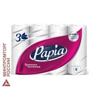 Полотенца бумажные   4 шт. / 3 сл (4х11,2 м), PAPIA, 23x13см, белые, 112049 (0242)