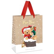 Пакет подарочный 18*23*10см MESHU «Santa Bear», отд. фольгой, крафт (7121)