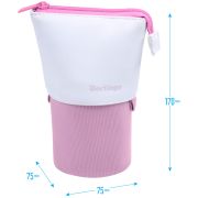 Пенал-стакан 1 отделение, 170*75 Berlingo «Pink case», вельвет, экокожа