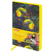 Ежедневник недатированный B6, BRAUBERG VISTA, под кожу, гибкий, 136 л., «Toucan tropics», 112114