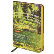 Ежедневник недатированный B6, BRAUBERG VISTA, под кожу, гибкий, 136 л., «Claude Monet», 112103