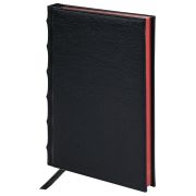 Ежедневник недатированный А5, BRAUBERG FLAME под кожу, 160 л., черный, красный срез, 123844